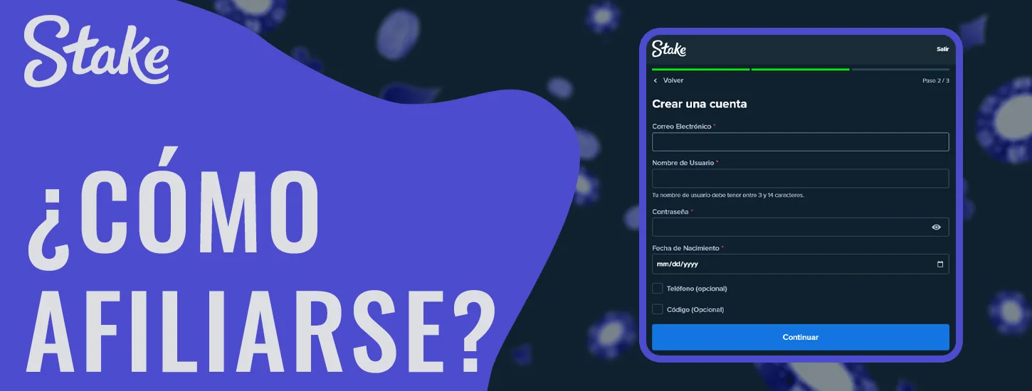 Instrucciones para registrarse en el casino en línea Stake